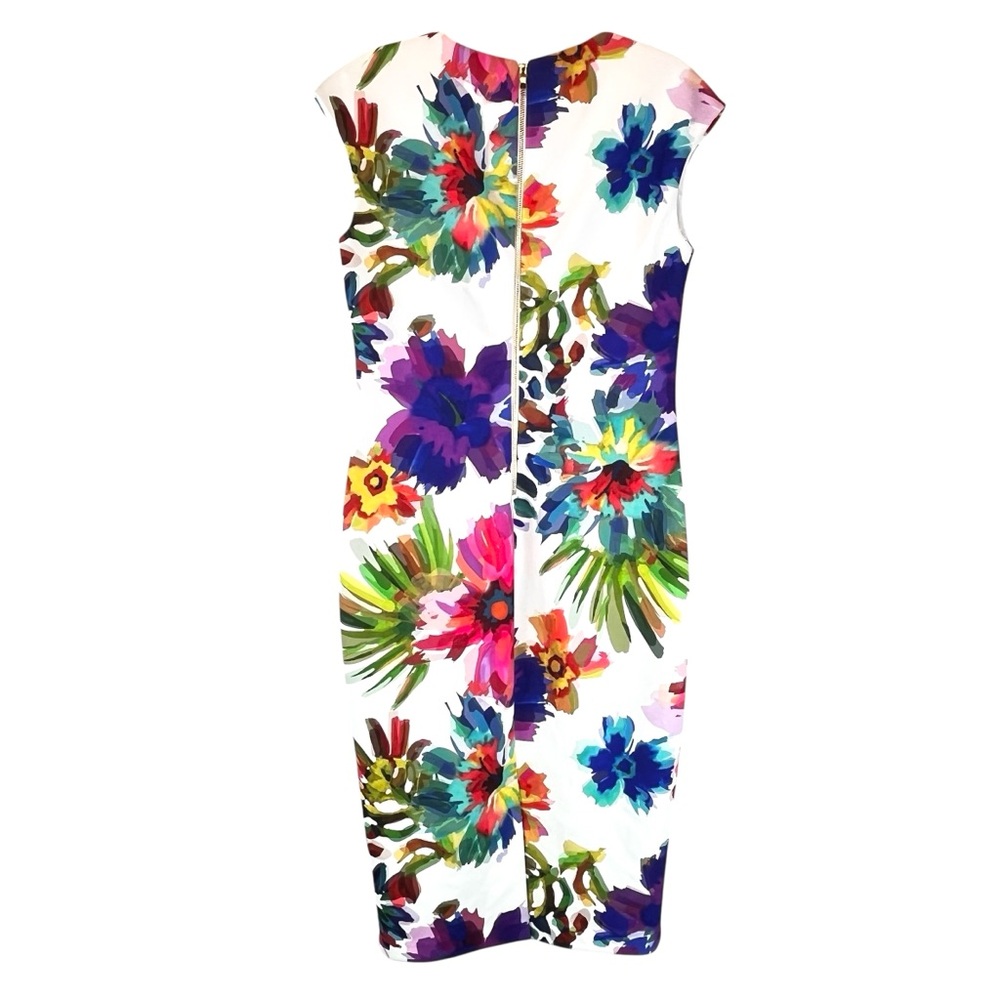 Frank Lyman Design Watercolor Floral Sleeveless Sheath Dress Midi Sz 12 - Picture 2 of 8